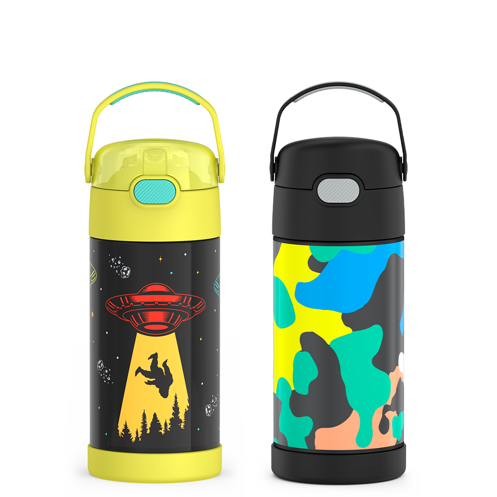 12oz FUNtainer Water Bottles Out of This World & Neon Camo Bundle