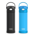 16oz FUNtainer Water Bottles with Locking Lids Black & Blue Bundle