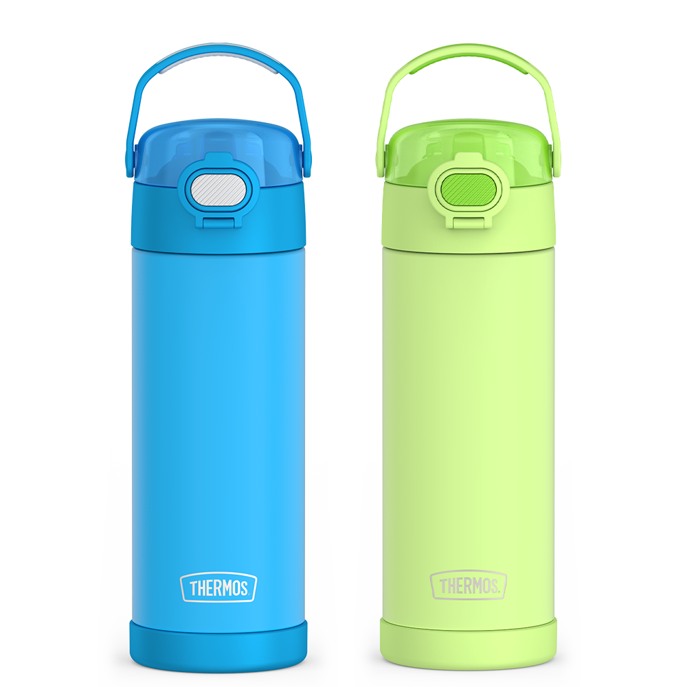 16oz FUNtainer Water Bottles with Locking Lids Electric Blue & Neon Lime Bundle