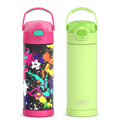 16oz FUNtainer Water Bottles with Locking Lids Neon Lime & Graffiti Bundle