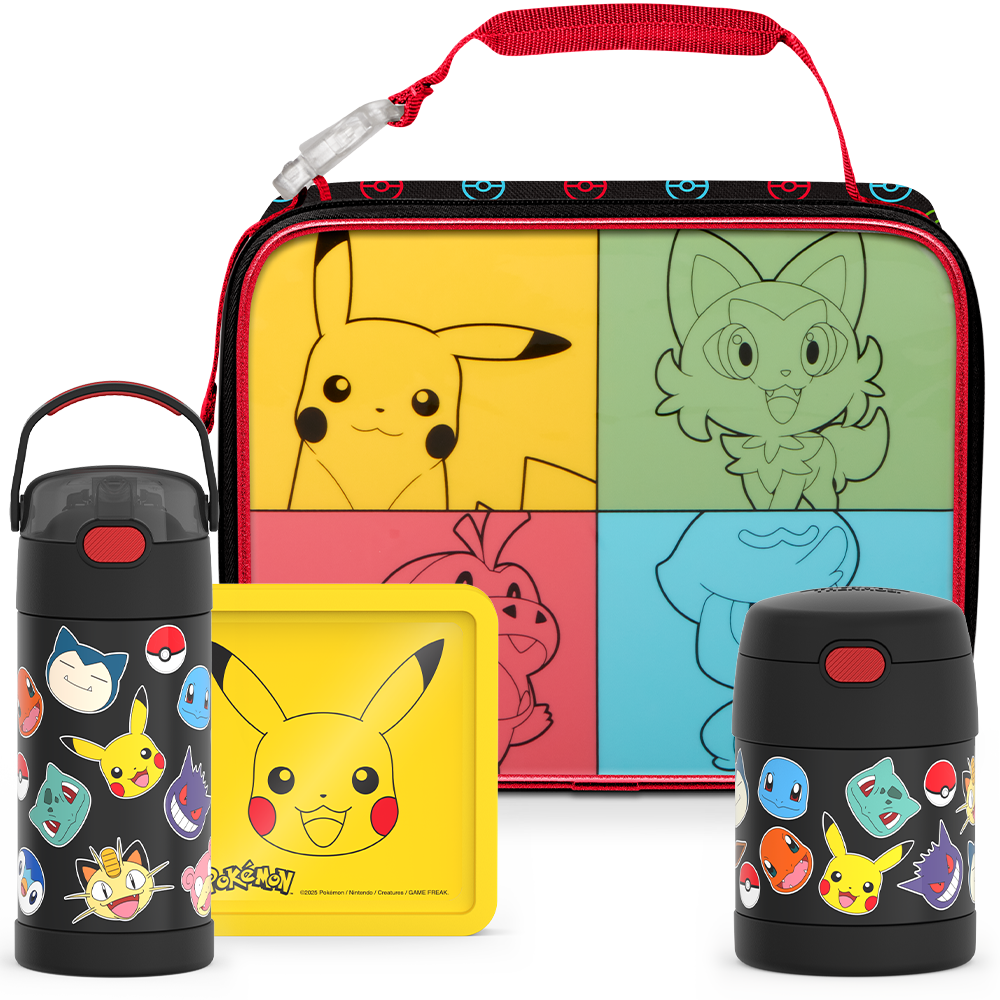 Pokémon Bundle - Soft Lunch Box, 12oz FUNtainer® Water Bottle, 10oz FUNtainer® Food Jar & Hard Ice