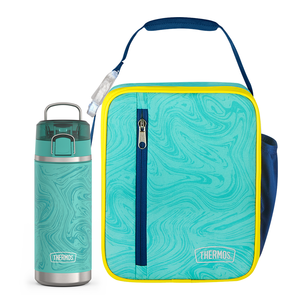 Teal Marble Upright & 18oz Icon™ Kids Water Bottle Bundle