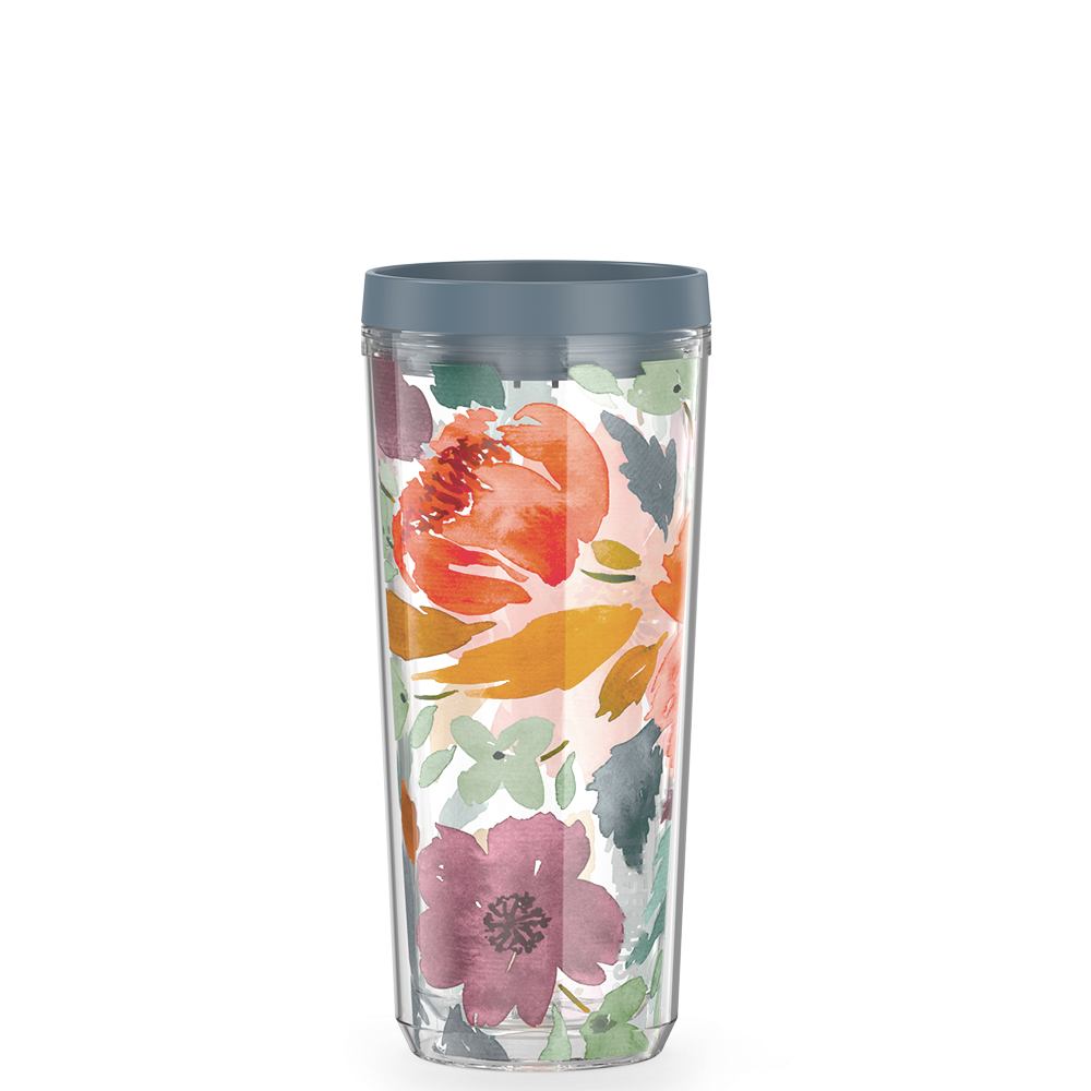 24oz DOUBLE WALL TUMBLER WATERCOLOR FLORAL