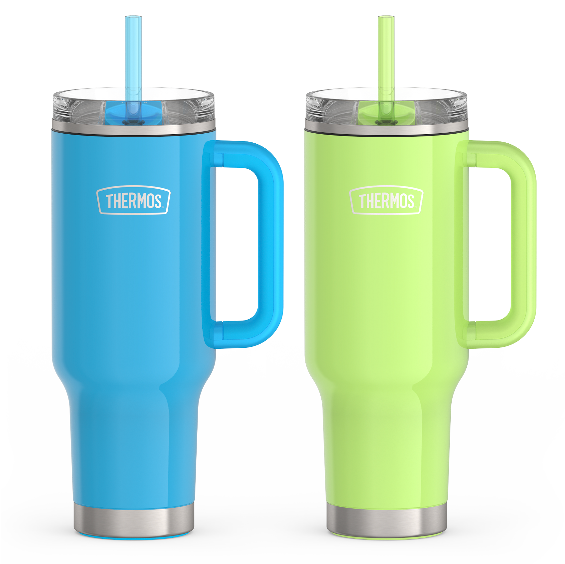 40oz Glossy Cup Holder Mug Bundle - Bright Blue & Lime